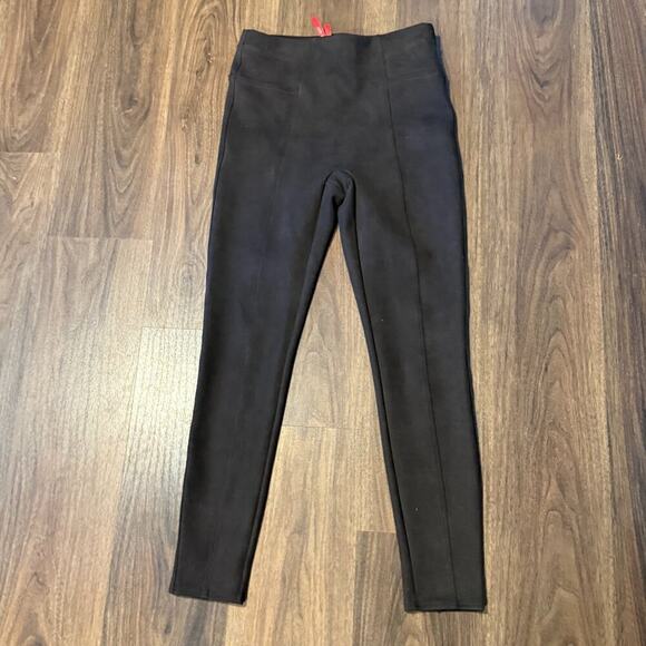 Spanx Brown Faux Suede Shaping Leggings Women’s Medium Slimming Pull On Stretch - Picture 1 of 7